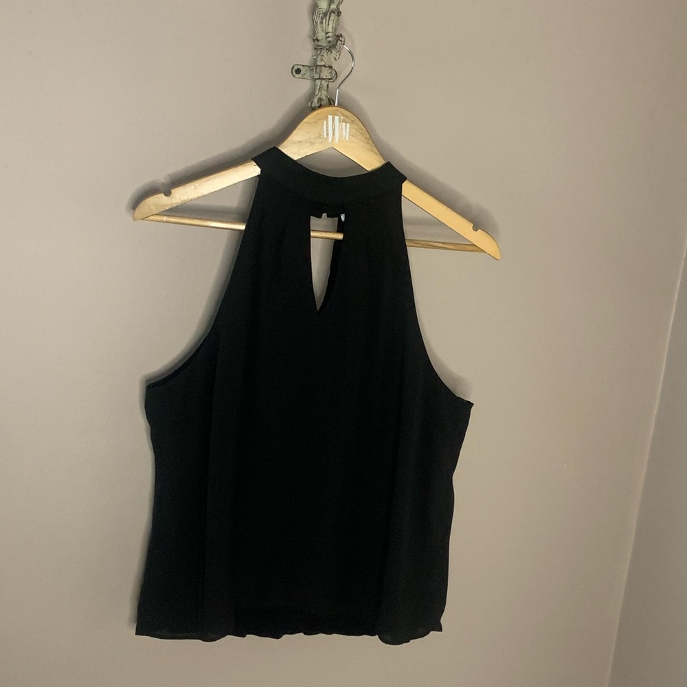 Bar III Black High Neck Plunge Top Medium